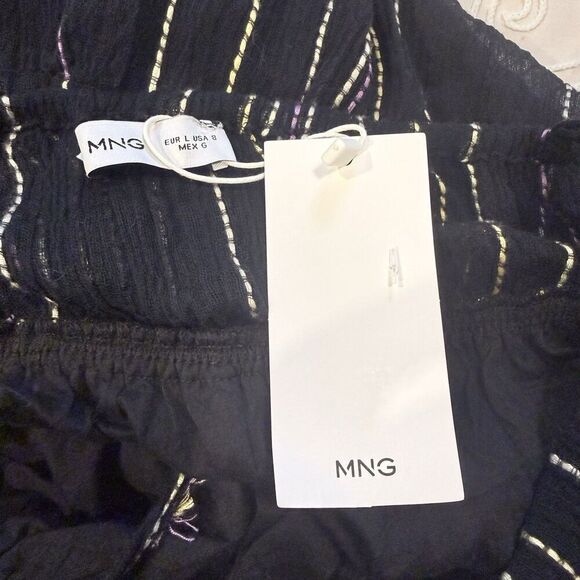 Mango MNG Dobby Stripe Cotton Blend Sundress Midi Flowy Size 8 Sleeveless - Picture 4 of 11